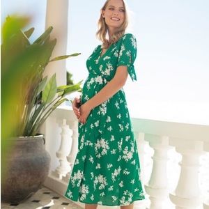 The Green Midi Wrap Maternity Dress